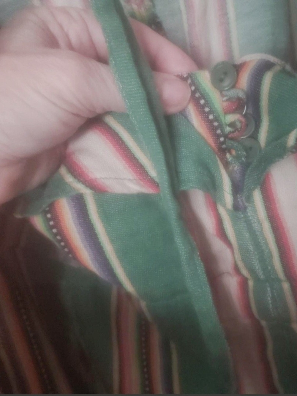 Judith March Bohemian Halter Green Striped  Jumpsuit - Picture 5 of 6
